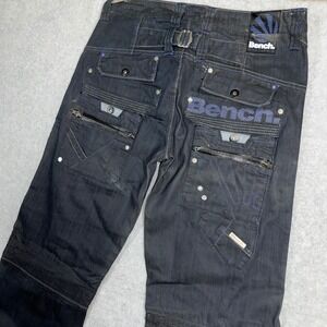 Bench Overload Loose Fit Jeans Mens 30x34 Dark Wash‎ Blue Stitch Multi Pocket